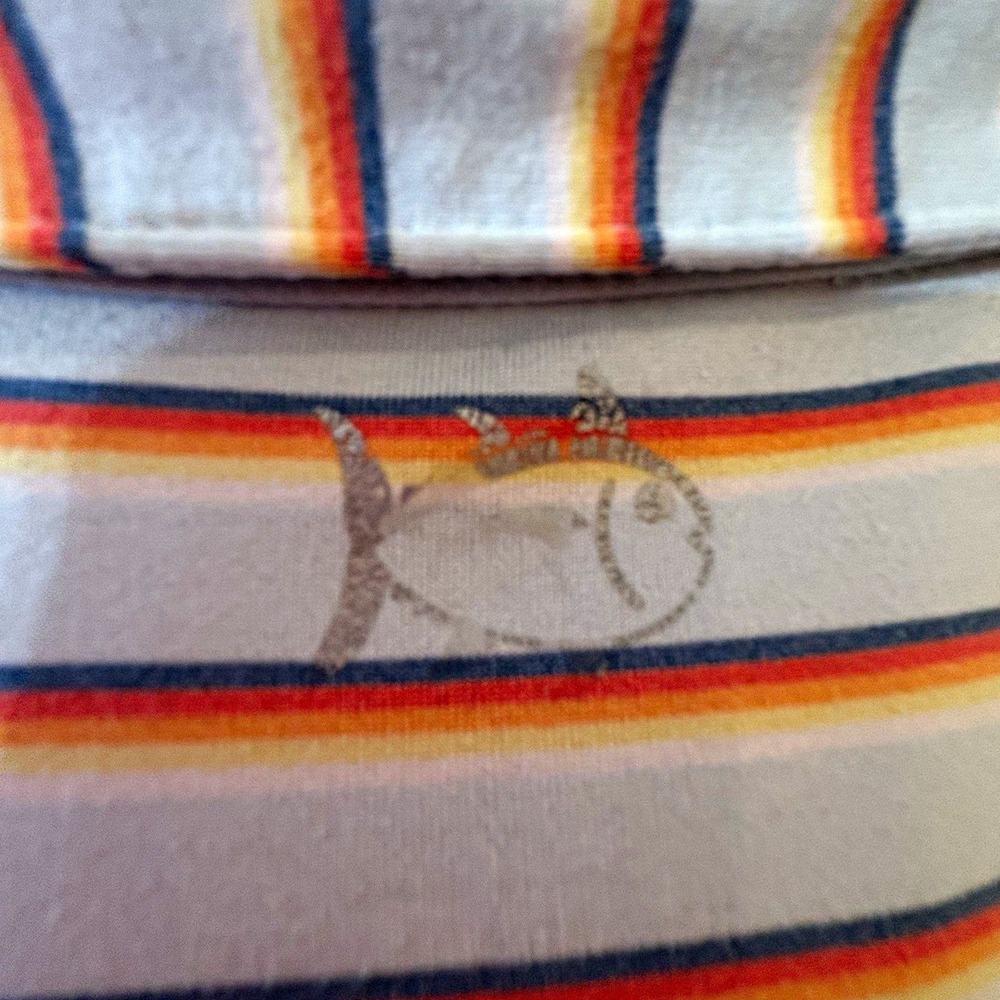 Southern Tide Men's L Striped Polo Gray Orange Blue White Short Sleeve Stretch